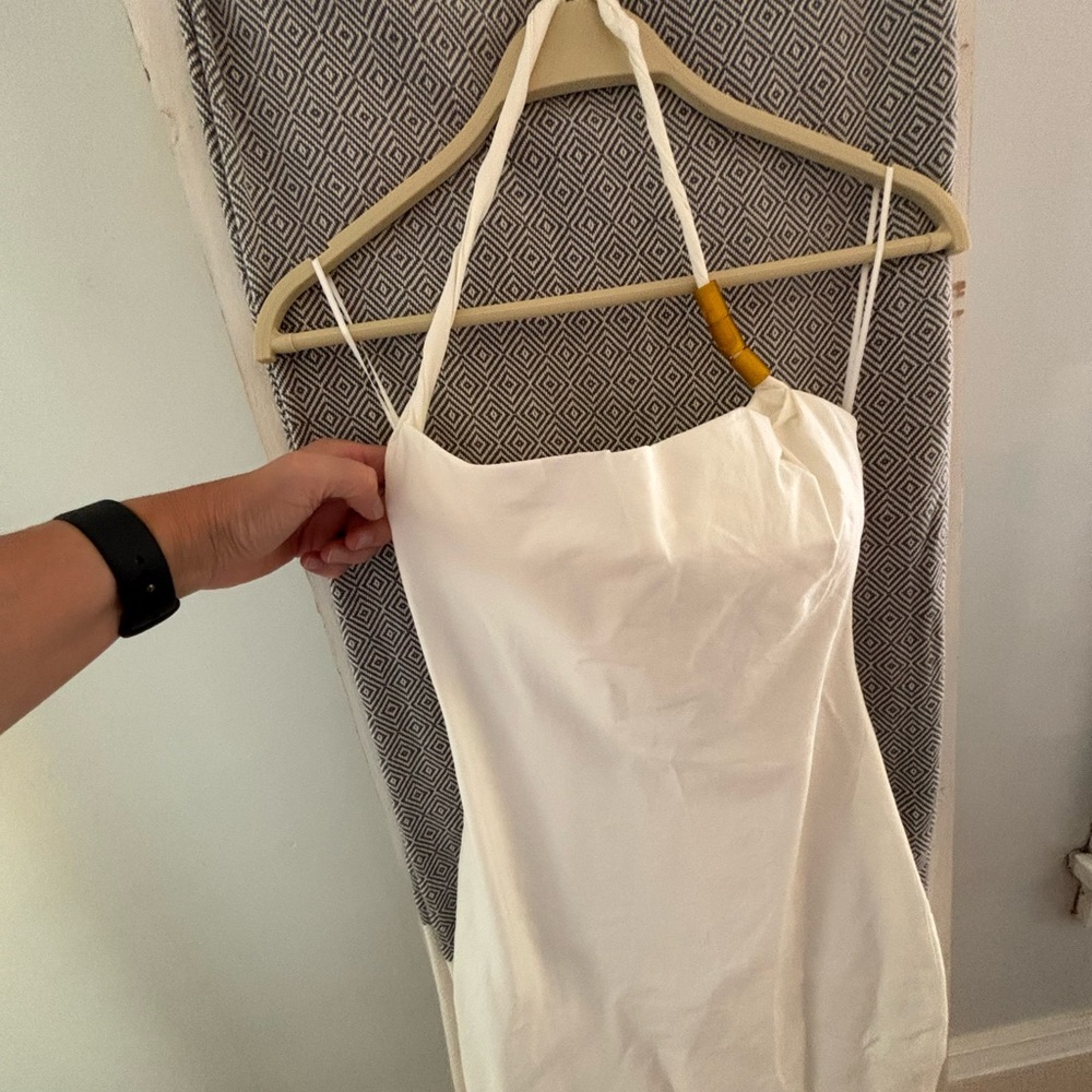 New! Zara XS slightly off-white linen viscose halter dress with lining.